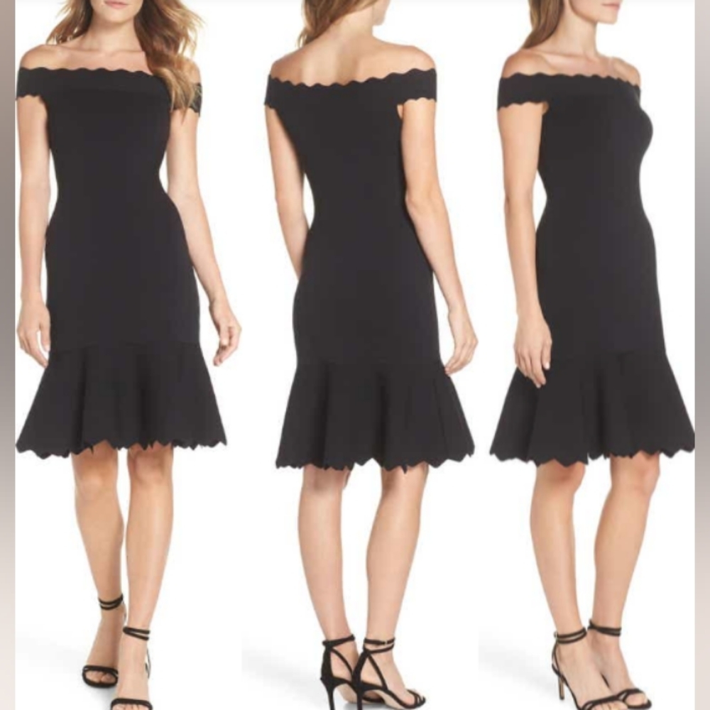 Off the Shoulder Flounce Hem Sweater Dress